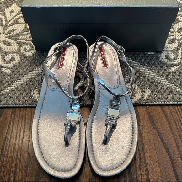 Prada Sport Leather Slingback Sandals - Picture 2 of 5